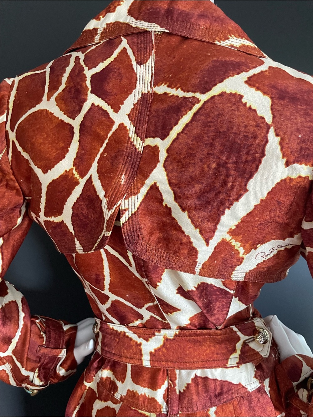 ROBERTO CAVALLI S/S 2006 Vintage Look #46 Giraffe Silk Trench Dress Coat 40IT - Picture 9 of 15